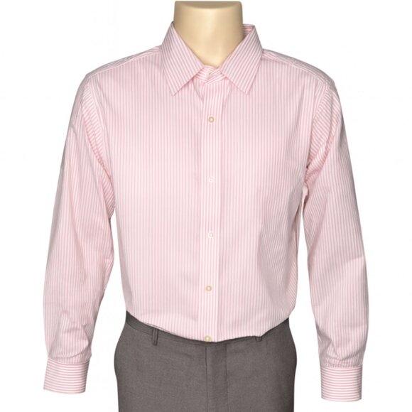 Banana Republic Pink White Stripe Button Shirt Mens‎ Medium Slim Fit Non Iron - Picture 1 of 8